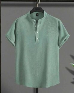 Wuxi Men Knitted Loose Fit Shirt with Mandarin Collar