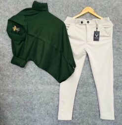 Men’s Formal Plain Lycra Pant Shirt Combo