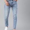 Men's Blue Slim Tapered Fit Heavy Fade Stretchable Jeans
