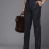 Men Striped Slim Fit Formal Trousers