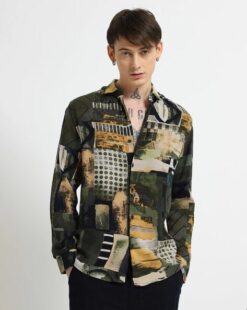 Club Men Printed Slim Fit Shirt - Olive