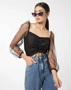 Black Net Sleeve BodySuit