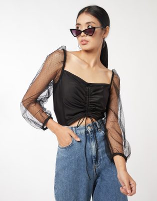 Black Net Sleeve BodySuit