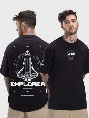 NASA Printed Cotton Oversized T-shirt