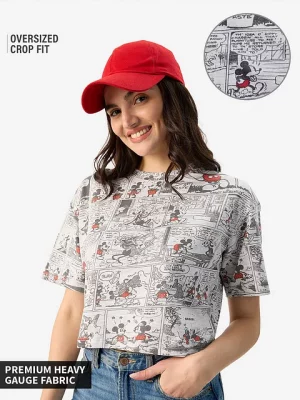 Comic Pattern Women Oversized Cropped T-shirts