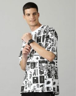 Men Graphic Print Crew Neck Oversized T-Shirt