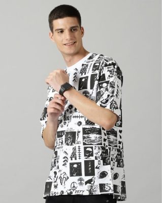 Men Graphic Print Crew Neck Oversized T-Shirt