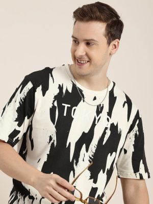 Printed Drop-Shoulder Sleeves Pure Cotton T-shirt