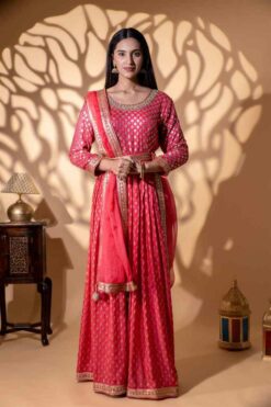 GEORGETTE FLOOR LENGTH READYMADE SUIT WITH ORGANZA DUPATTA