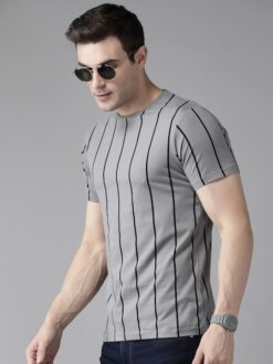 Men Striped Pure Cotton Slim Fit T-Shirt