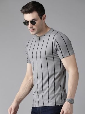 Men Striped Pure Cotton Slim Fit T-Shirt