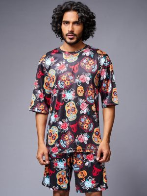 Graphic Printed Round Neck T-shirt with Shorts Co-ords