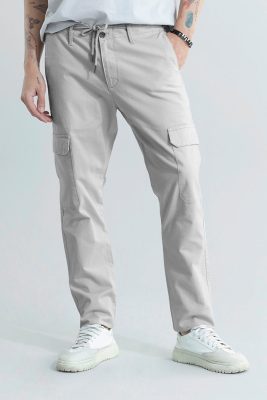 CITY BREEZE GREY LINEN CARGO PANT