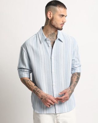 Men Striped Relaxed Fit Shirt - Blue
