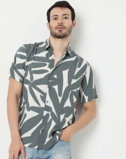 Men Printed Slim Fit Shirt - White