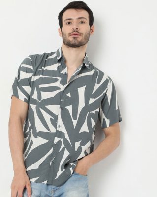 Men Printed Slim Fit Shirt - White