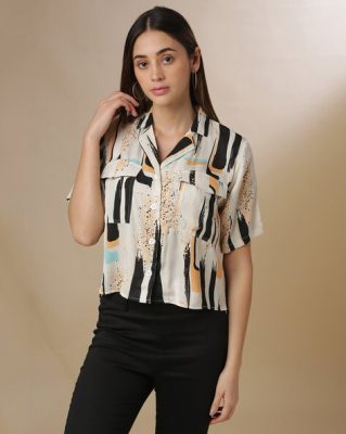Abstract Collar Neck Top