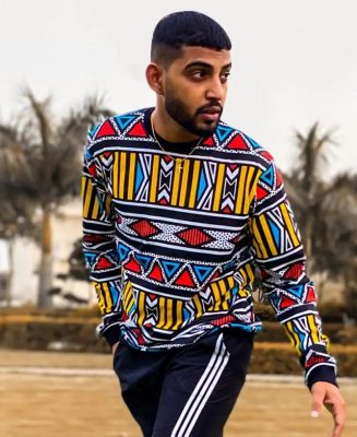 Black Abstract Print Full Sleeves T-Shirt