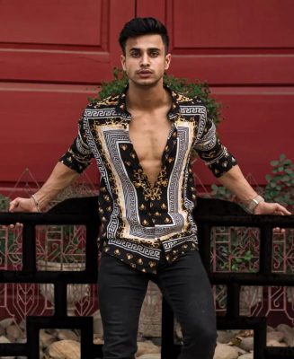 Black Scarf Print Full Sleeves Shirt