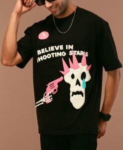 Grey and White Structured Oversized Half Sleeves T-Shirt (Copy)