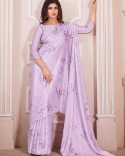otanical Design Stone Work Satin Silk Saree