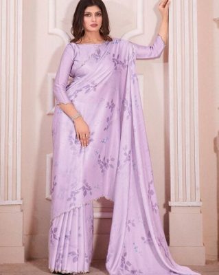 otanical Design Stone Work Satin Silk Saree