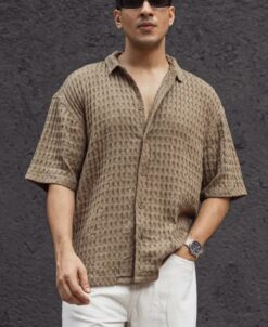 Brown Structured Oversized Shirt