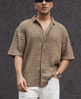 Brown Structured Oversized Shirt