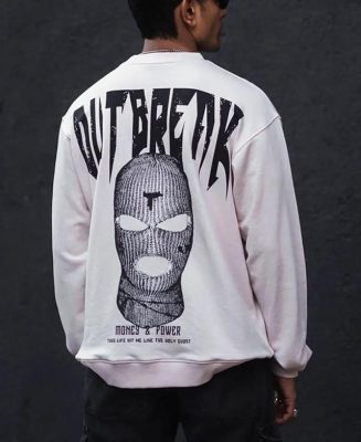 Cream "Out Break" Print Oversized Sweatshirt