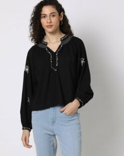 Black Embroidered Top