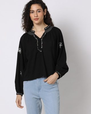 Black Embroidered Top