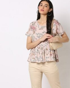 Floral Print Peplum Top