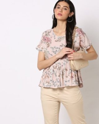 Floral Print Peplum Top