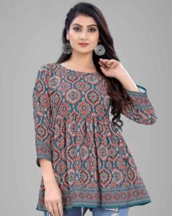 Floral Print Round Neck Tunic Top by Krijet