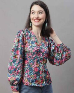 Floral Print V-Neck Top by Jainish