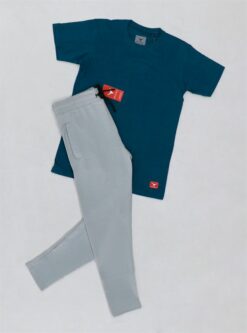 Blue Half Sleeve Printed T-shirt and Grey Track Pant Combo