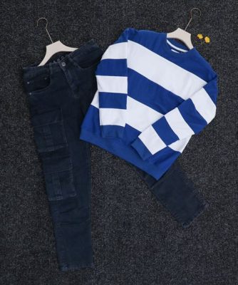 Blue T-shirt and Black Jean Pant Combo for Men