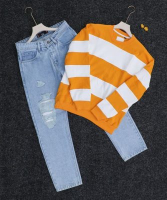 Yellow T-shirt and Blue Jean Pant Combo for Men