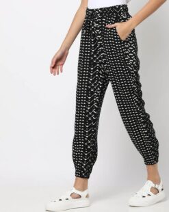 Geometric Print Joggers with Drawstring Waist