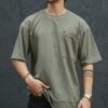 Green Structured Oversized Half Sleeves T-Shirt