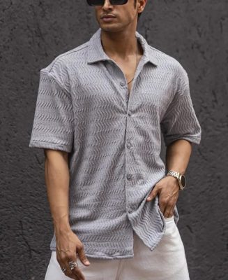 Grey Structured Oversized Fit Shirt