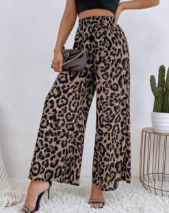 Jaguar Print Flared Palazzos