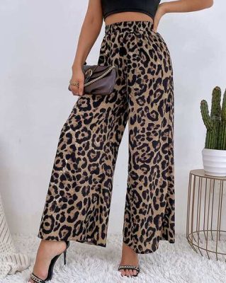 Jaguar Print Flared Palazzos