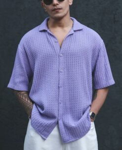 Lavender Structured Oversized Half Sleeves Shirt