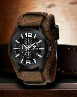 Analogue Watch with Leather Strap - Brown