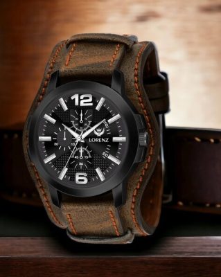 Analogue Watch with Leather Strap - Brown