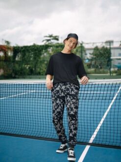 Men Charcoal Grey & Black Camouflage Print Joggers