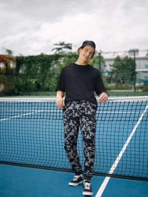 Men Charcoal Grey & Black Camouflage Print Joggers