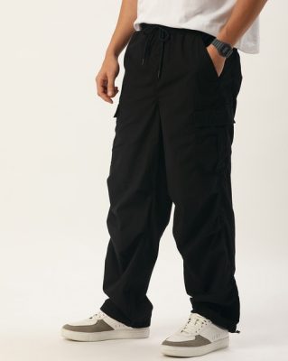 Men Loose Fit Flat Front Cargo Pants