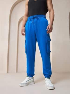 Men Mid-Rise Feather Light Oversized Cotton Cargo Joggers